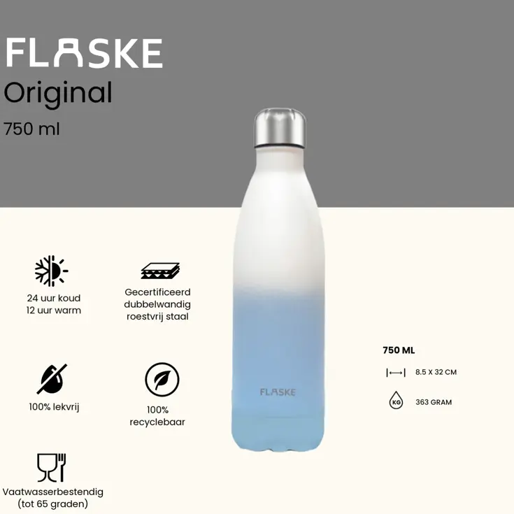 FLASKE 750 ml  RVS Drinkfles