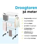 Droogtoren Inklapbaar – 36m – met wieltjes