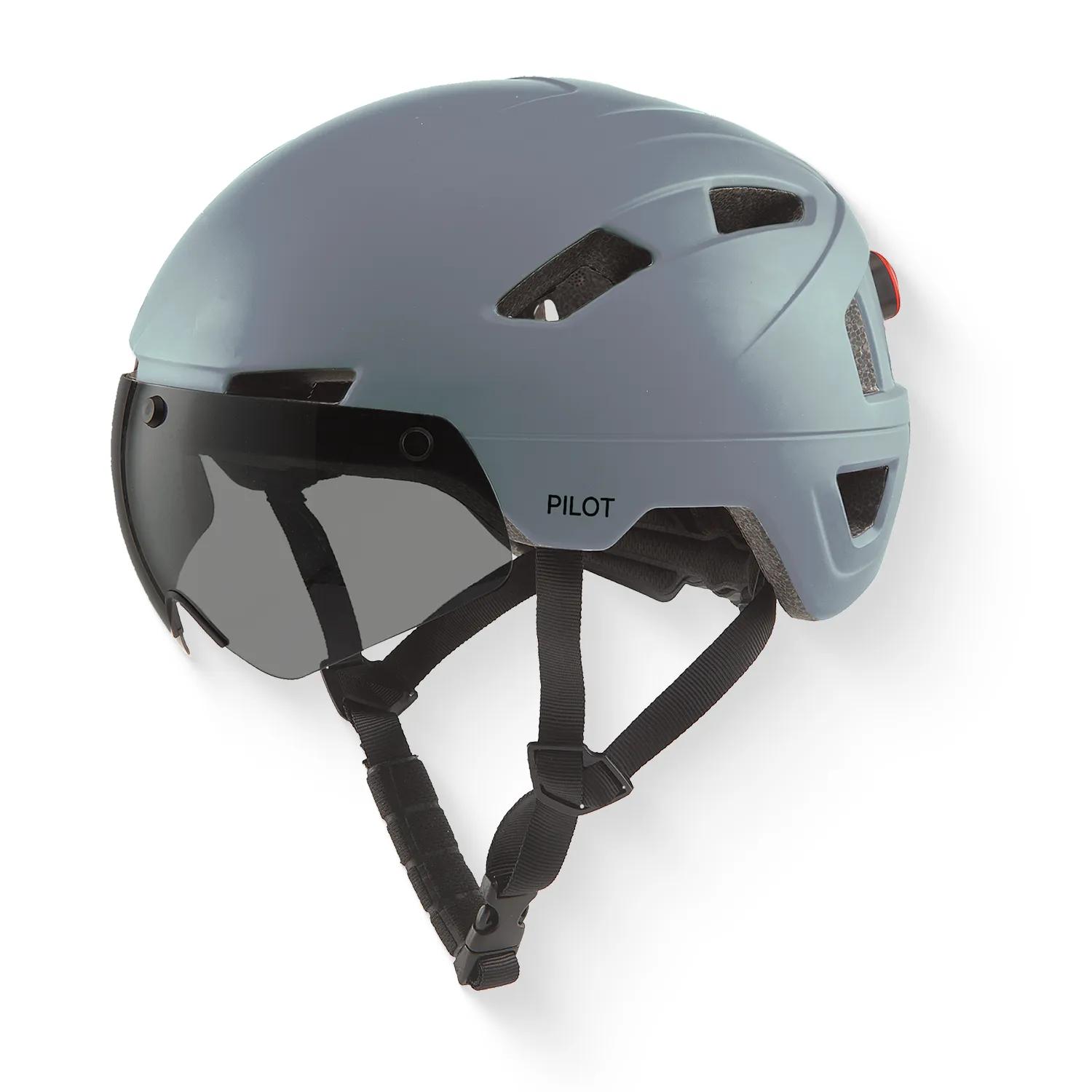 Go-off  PILOT fietshelm met vizier NTA certif.  Donker Grijs