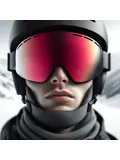 Skibril - Zwart - Rood spiegelglas