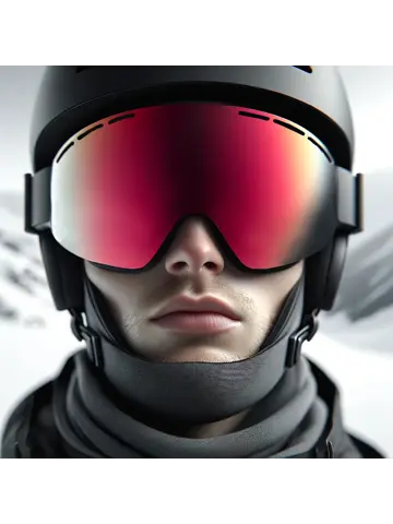 Skibril - Zwart - Rood spiegelglas