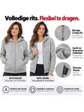 Infrarood Verwarmde Zipper Hoodie – Dames  Grijs