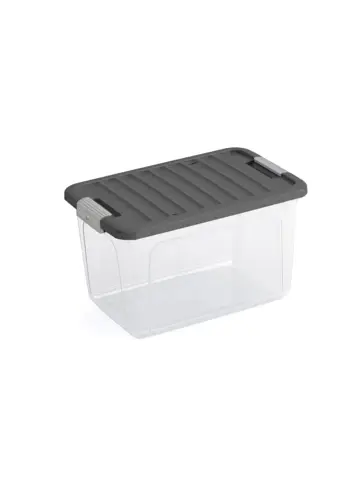 W Opbergbox S - 15L - transparant/grijs