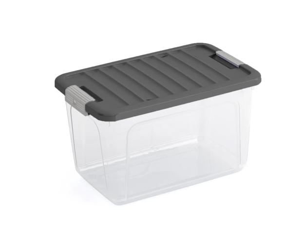 W Opbergbox S - 15L - transparant/grijs