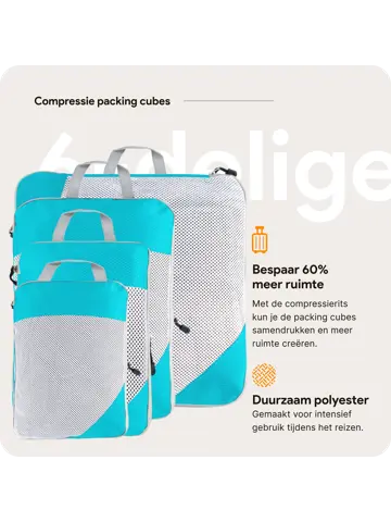 Packing cubes compressie set – 6-delig – Li Blauw