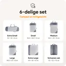 Compressie Packing Cubes – 6 stuks – Grijs