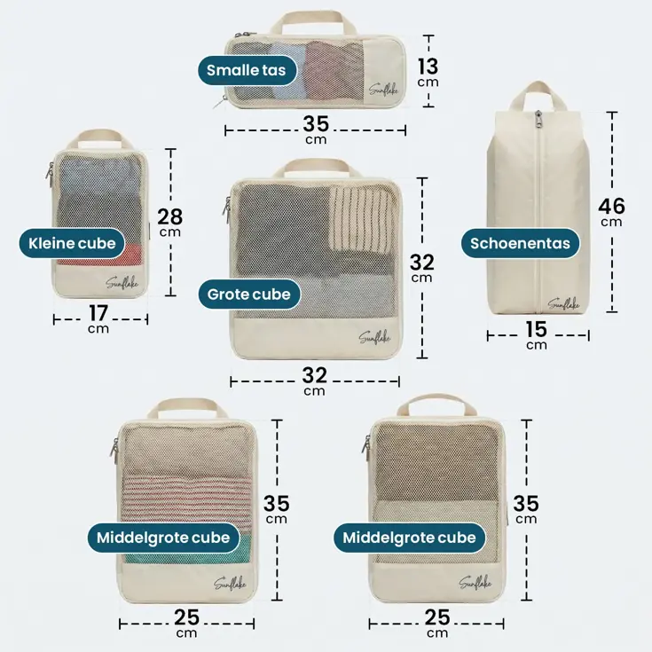 Packing Cubes met Compressierits  Mesh 6 Delig