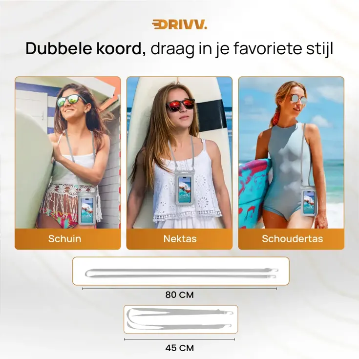 Drivv. Waterdicht Telefoonhoesje - 6.8" Grijs