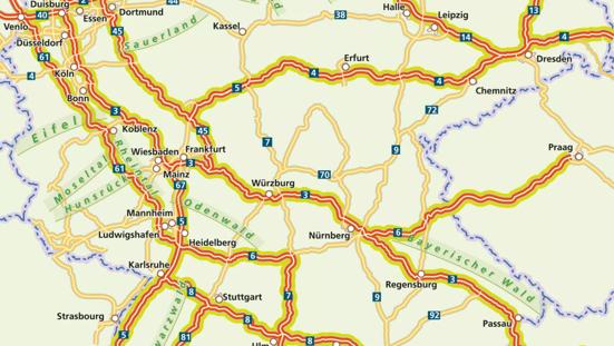 Kaart van Midden- en Zuid-Duitsland