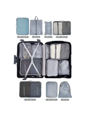 Koffer organizer - Set van 7 stuks Grijs