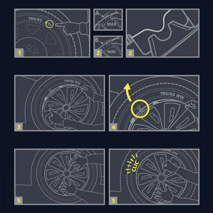 Wieldoppen - 14 inch - zilver/zwart - 4 stuks