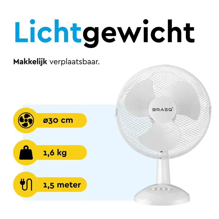 Tafelventilator 30 cm - 3 snelheden - 40 Watt