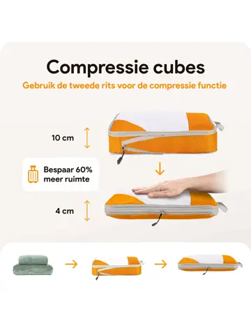 Packing cubes compressie set – 6-delig – Oranje