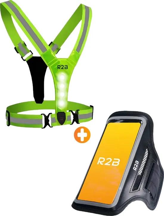 R2B  Hardloopvest oplaadbaar + Sportarmband  Geel