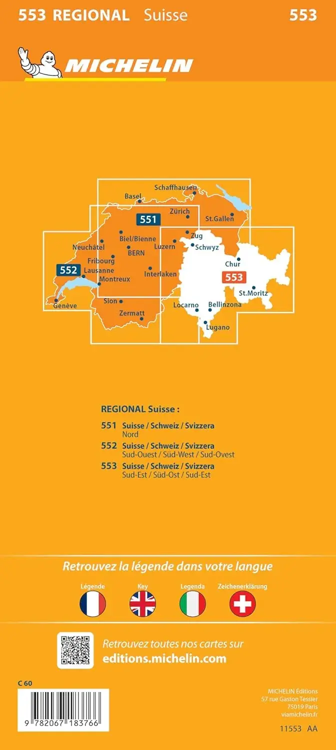 Kaart Regional 553 Zwitserland Zuid-Oost