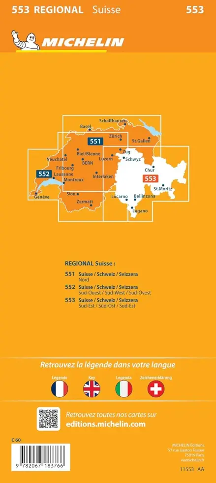 Kaart Regional 553 Zwitserland Zuid-Oost