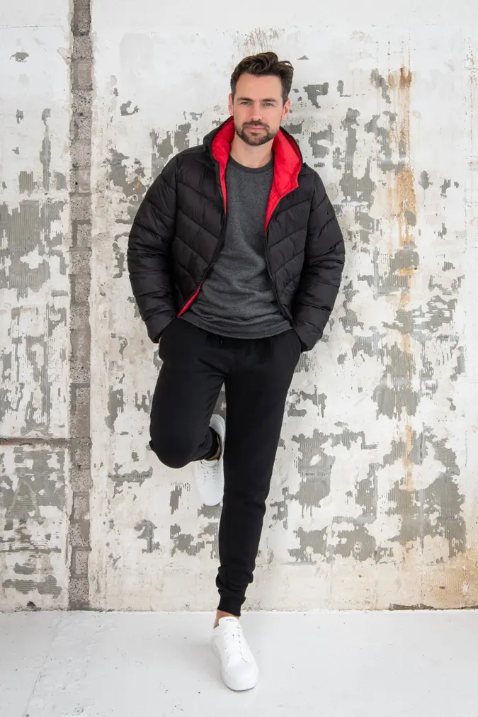 Heren Hooded Puffer Jacket Cappuccino Italia