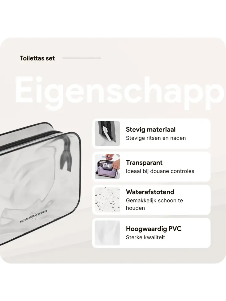 Doorzichtige Reis Toilettas - Set van 3 Stuks