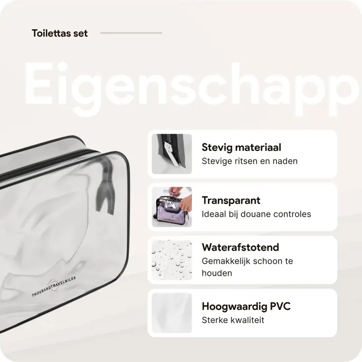 Doorzichtige Reis Toilettas - Set van 3 Stuks