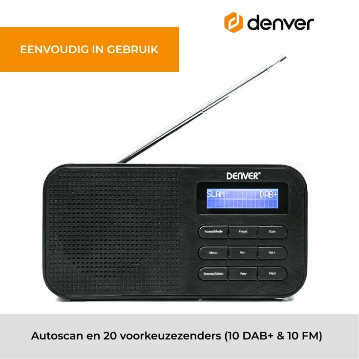 DAB+/FM Radio Alarmfunctie Werkt op AA-batterijen