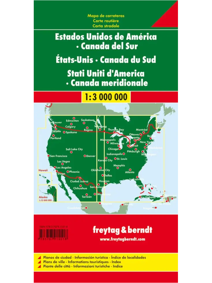 Wegenkaart Verenigde Staten - Zuid-Canada