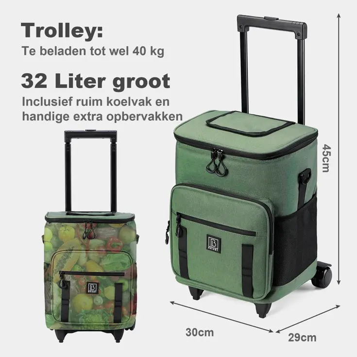 Boodschappentrolley met koelvak 32L