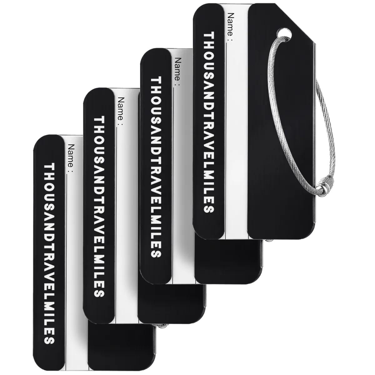 Thousandtravelmiles  Aluminium Bagagelabel  4 stuks  Zwart  Zwart