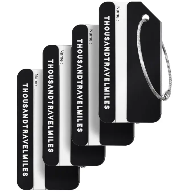 Aluminium Bagagelabel – 4 stuks – Zwart