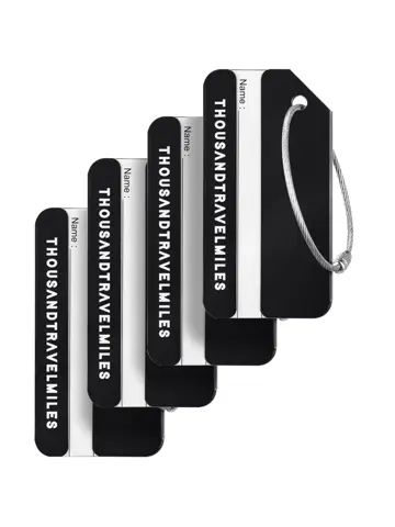 Aluminium kofferlabels – 4 stuks – Zwart