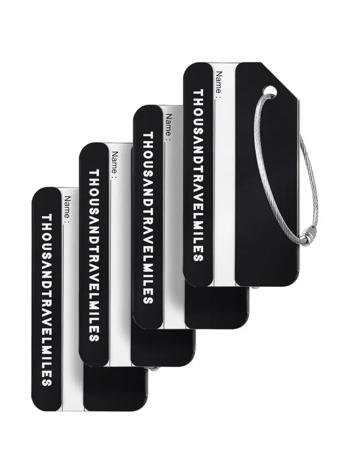 Aluminium kofferlabels – 4 stuks – Zwart