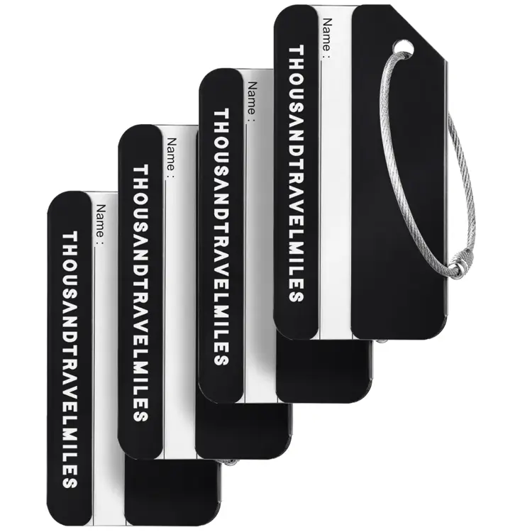 Aluminium kofferlabels – 4 stuks – Zwart