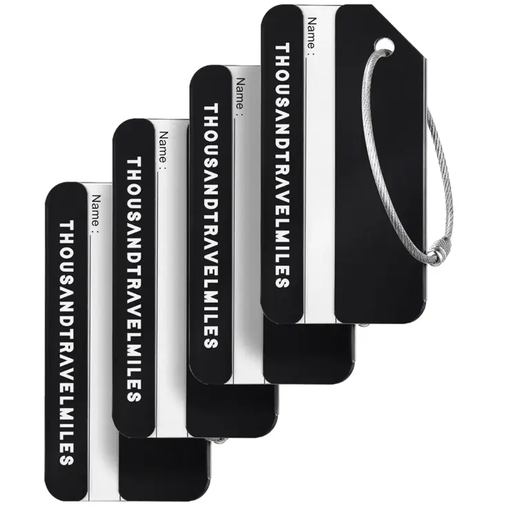 Aluminium kofferlabels – 4 stuks – Zwart