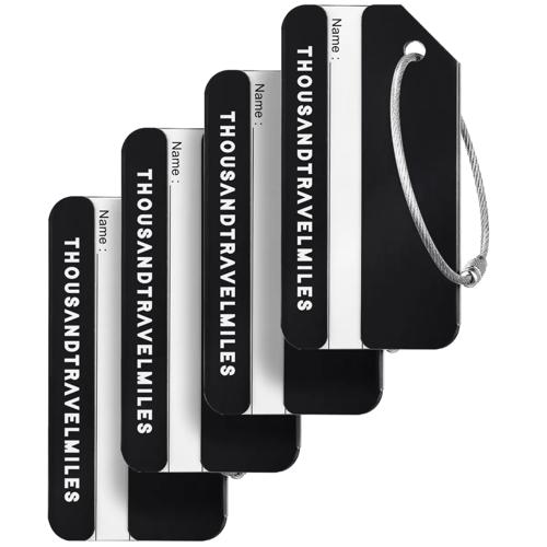 Aluminium kofferlabels – 4 stuks – Zwart