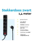 Stekkerdoos 5‑voudig met schakelaar – 1,4 m