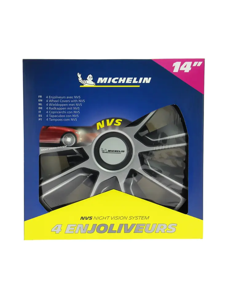 Wieldoppen - 14 inch - zilver/zwart - 4 stuks