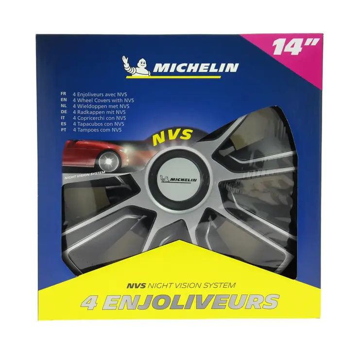 Wieldoppen - 14 inch - zilver/zwart - 4 stuks