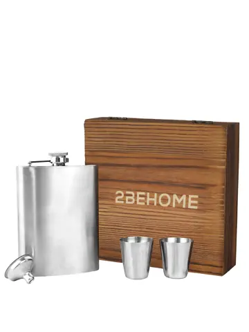 Heupfles met opbergdoos en shotglazen