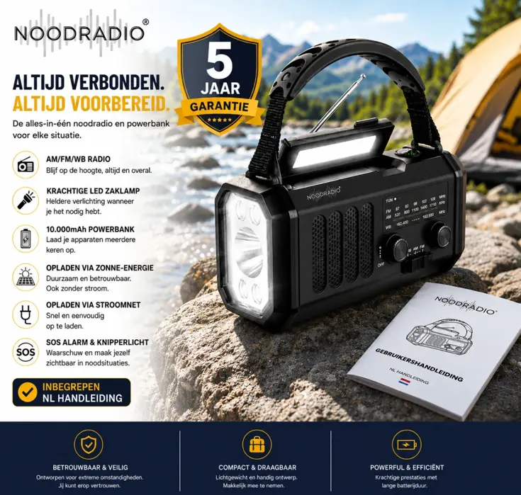 Noodpakket XXL-Noodradio, Kooktoestel & Powerbank