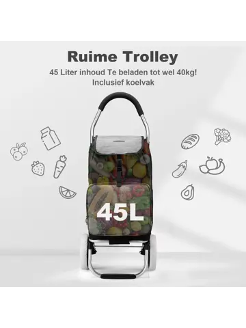45L boodschappentrolley met koelvak