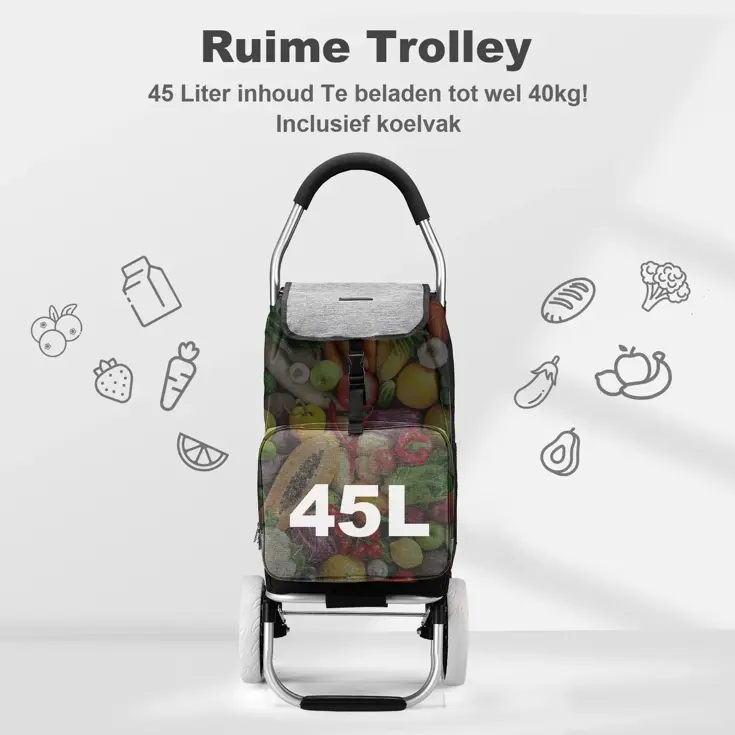 45L boodschappentrolley met koelvak