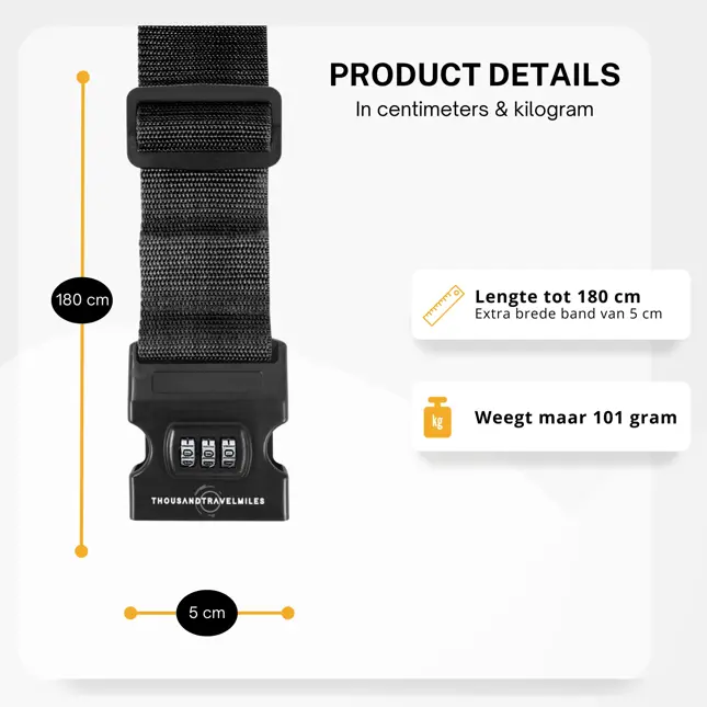 Kofferset 4-delig kofferriem + bagagelabels Zwart