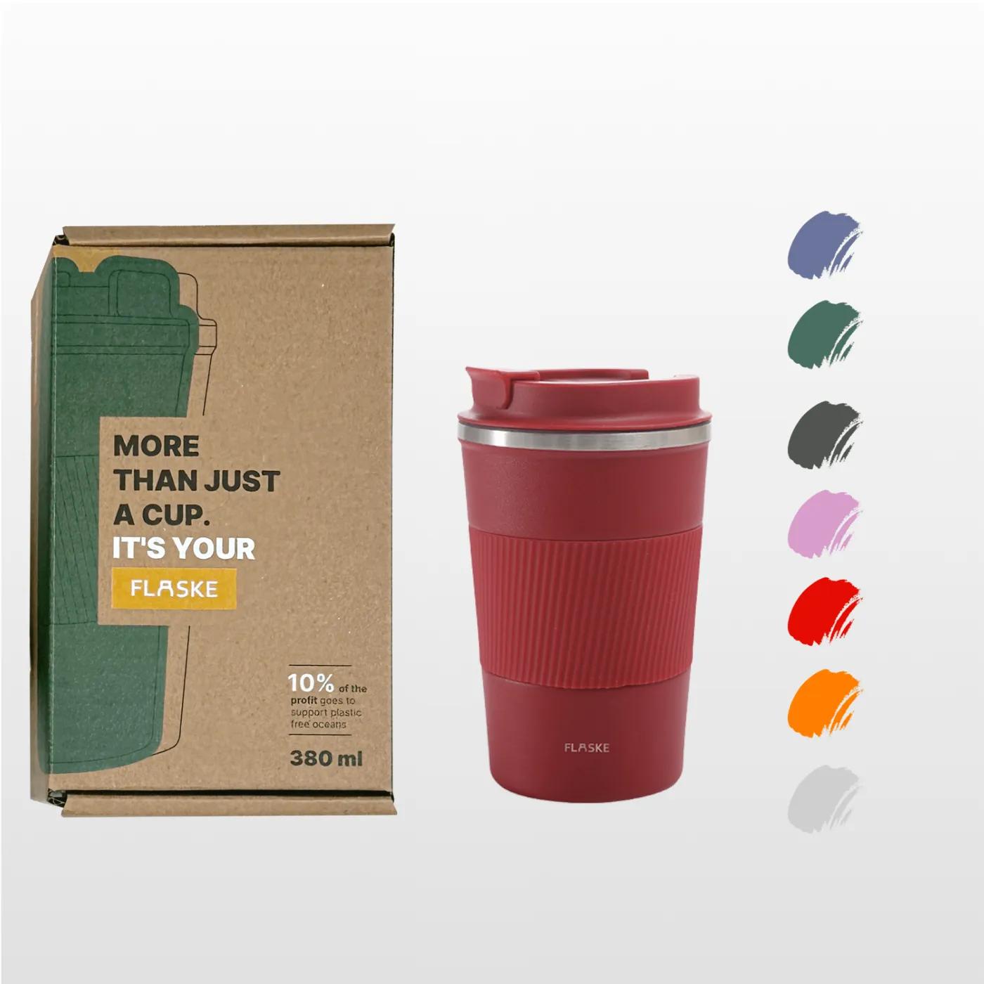 Reismokken, KETIEE 380 ml geïsoleerde koffiebeker met lekvrij deksel, herbruikbare koffiebekers reisbeker, koffiemok, dubbelwandige koffiemok, roestvrijstalen thermische mok voor warme koude dranken, rood