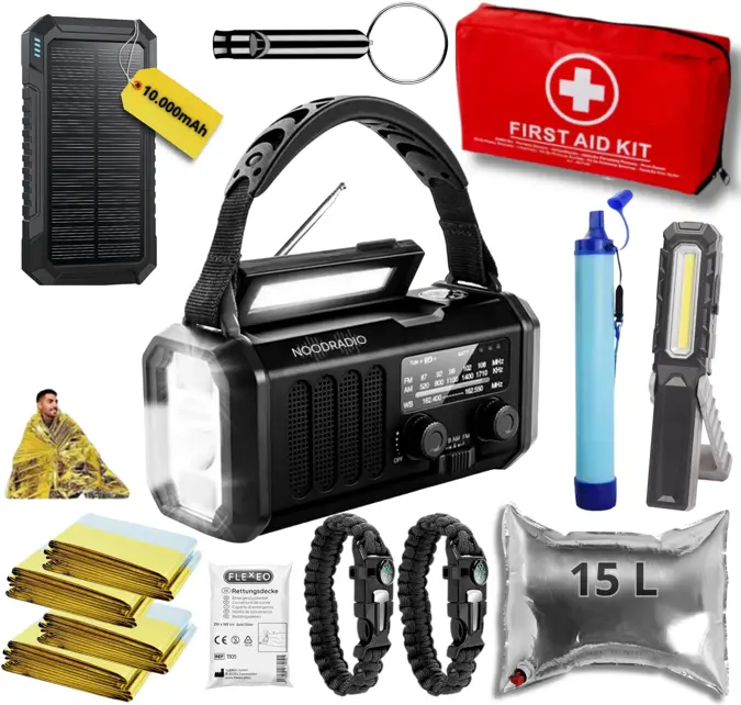 Noodpakket XL met Powerbank-Noodradio-Waterfilter
