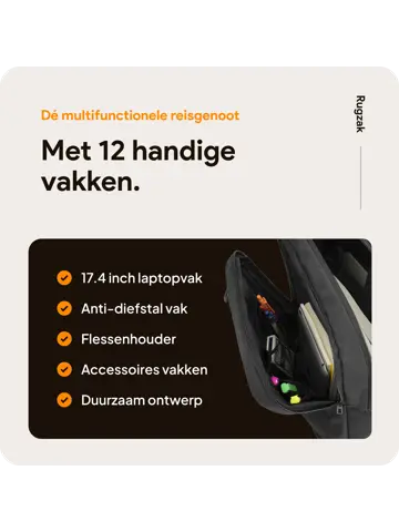 Rugzak met 17" laptopvak en antidiefstal vak