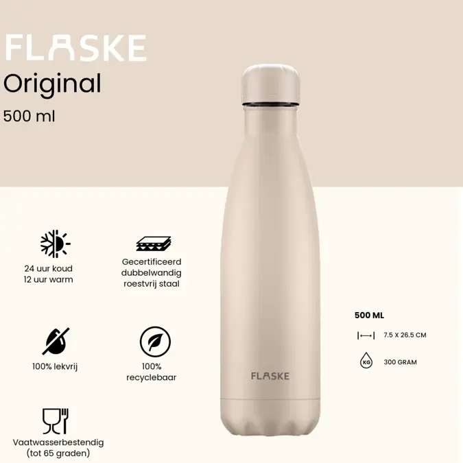 FLASKE 500 ml RVS Drinkfles
