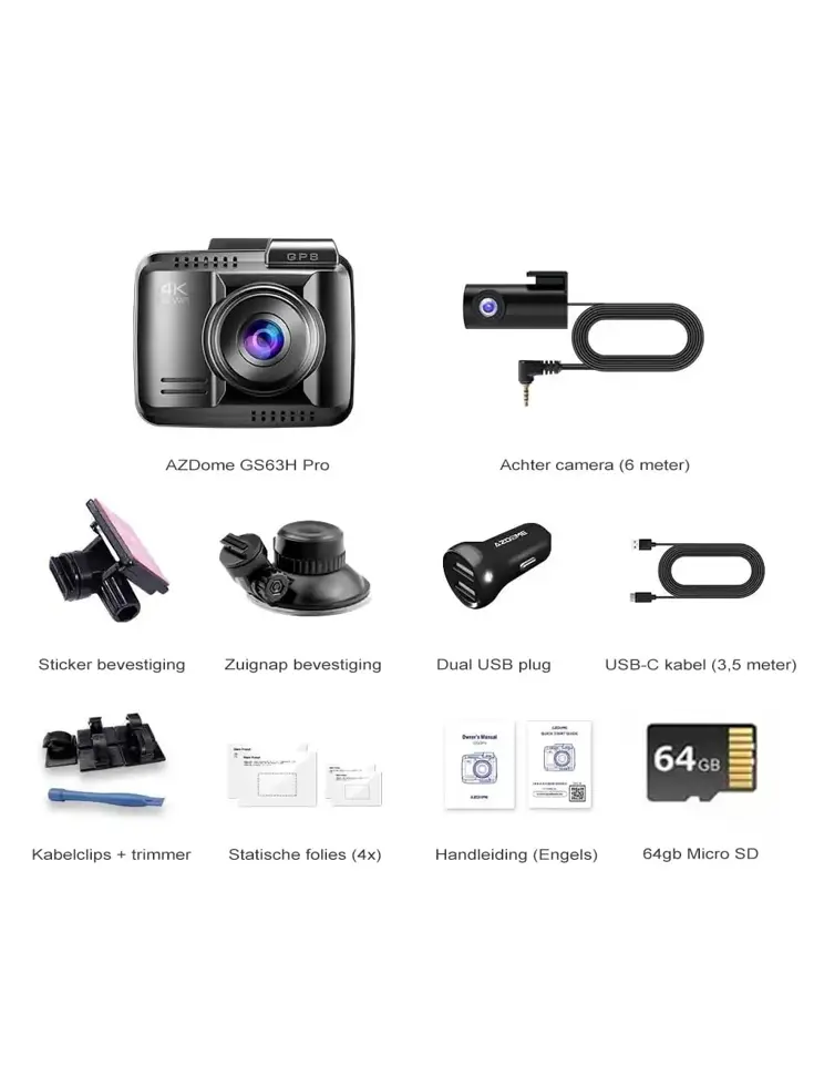 GS63H Pro True 4K 2CH Wifi GPS 64gb