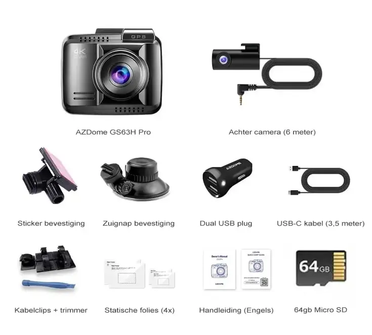 GS63H Pro True 4K 2CH Wifi GPS 64gb