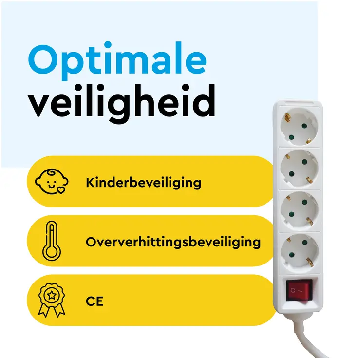 Stekkerdoos 4‑voudig met schakelaar – 3 m