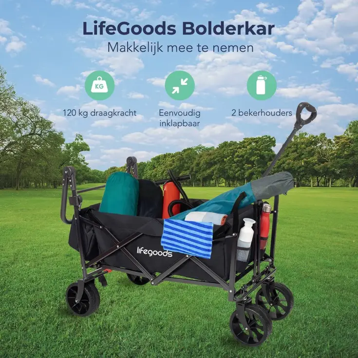 LifeGoods Bolderkar - Tot 120KG - 90L