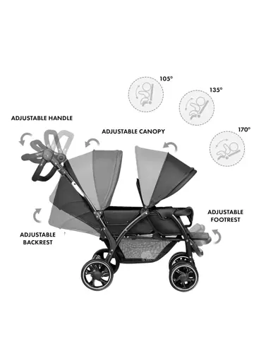 Luxe Elena dubbele buggy - Compact - Lichtgewicht